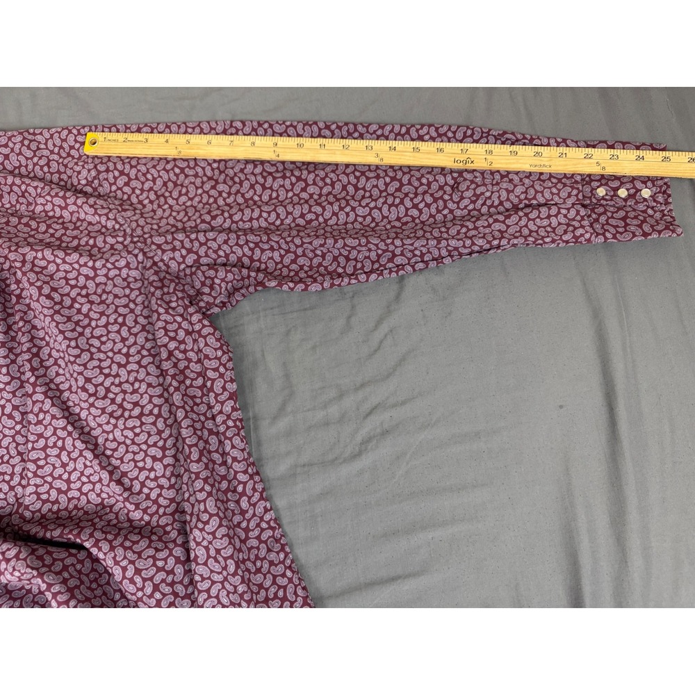 Wrangler Wrancher Mens XXL Burgundy Paisley Western Snap Long Sleeve Shirt - Picture 6 of 16